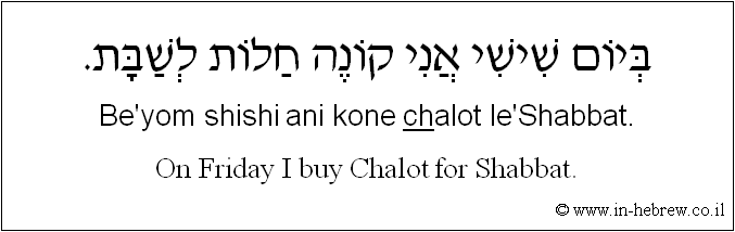 English to Hebrew: On Friday I buy Chalot for Shabbat.