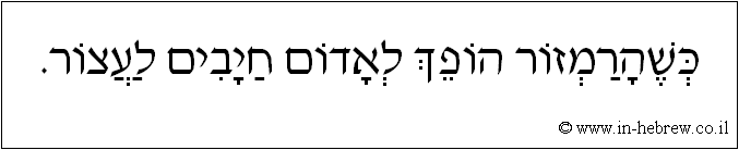 עברית: כשהרמזור הופך לאדום חיבים לעצור.