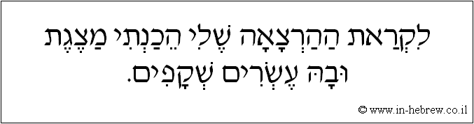 עברית: לקראת ההרצאה שלי הכנתי מצגת ובה עשרים שקפים.