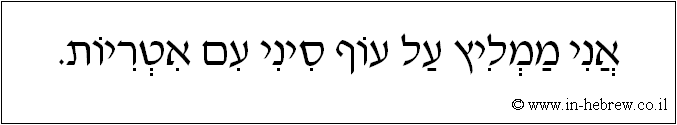 עברית: אני ממליץ על עוף סיני עם אטריות.