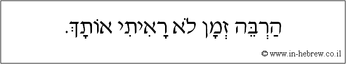 עברית: הרבה זמן לא ראיתי אותך.