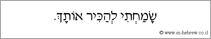 עברית: שמחתי להכיר אותך.