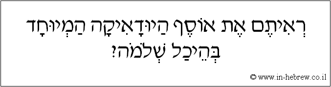 עברית: ראיתם את אוסף היודאיקה המיוחד בהיכל שלמה?
