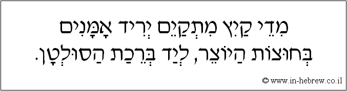 עברית: מדי קיץ מתקים יריד אמנים בחוצות היוצר, ליד ברכת הסולטן.