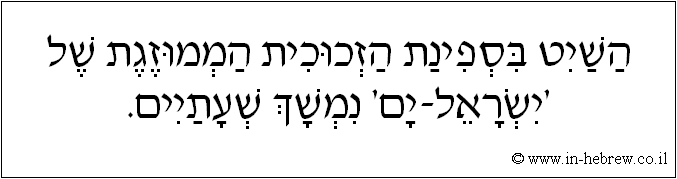 עברית: השייט בספינת הזכוכית הממוזגת של 'ישראל-ים' נמשך שעתיים.