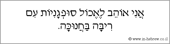 עברית: אני אוהב לאכול סופגניות עם ריבה בחנוכה.
