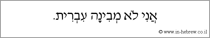עברית: אני לא מבינה עברית.