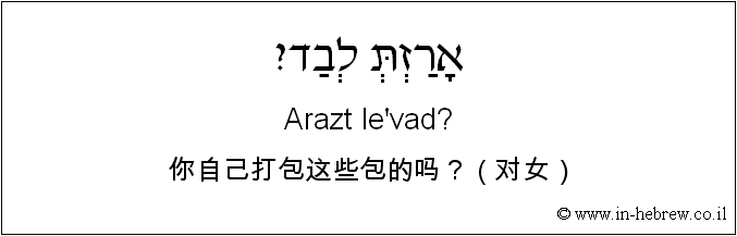 中文和希伯来语: 你自己打包这些包的吗？（对女）