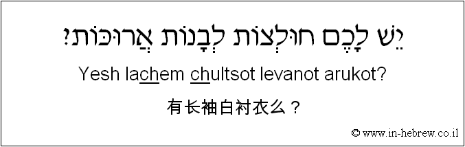 中文和希伯来语: 有长袖白衬衣么？
