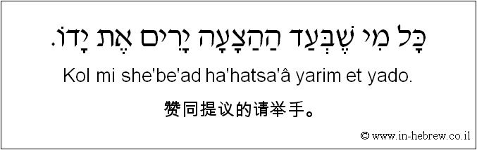 中文和希伯来语: 赞同提议的请举手。