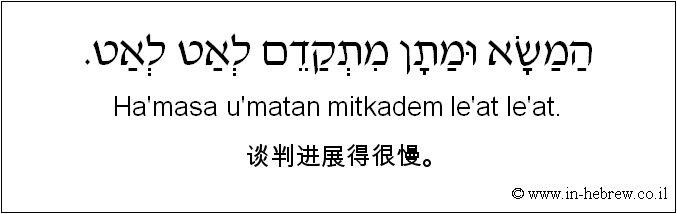 中文和希伯来语: 谈判进展得很慢。