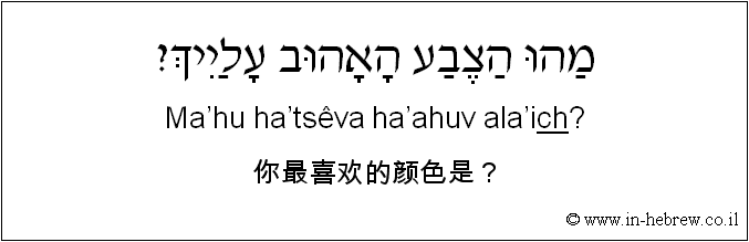 中文和希伯来语: 你最喜欢的颜色是？