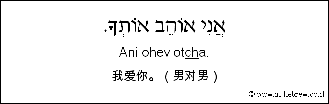 中文和希伯来语: 我爱你。（男对男）