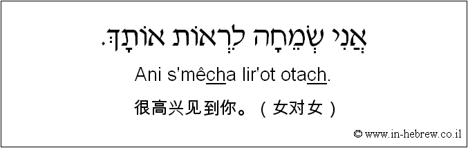 中文和希伯来语: 很高兴见到你。（女对女）