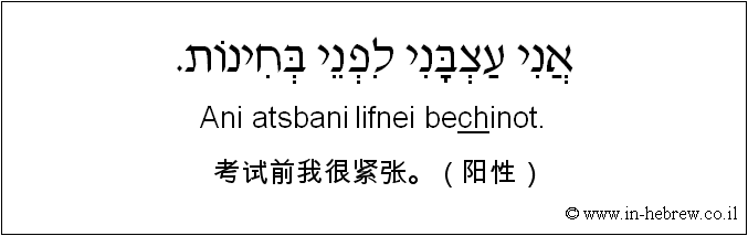 中文和希伯来语: 考试前我很紧张。（阳性）