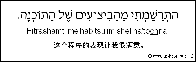 中文和希伯来语: 这个程序的表现让我很满意。