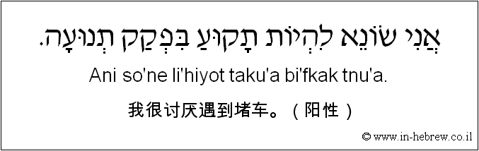 中文和希伯来语: 我很讨厌遇到堵车。（阳性）