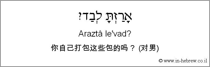 中文和希伯来语: 你自己打包这些包的吗？ (对男)