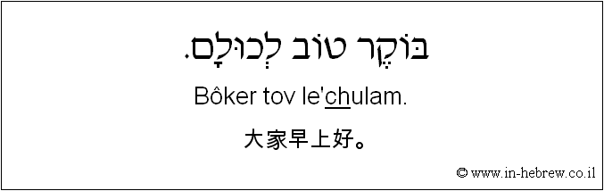 中文和希伯来语: 大家早上好。