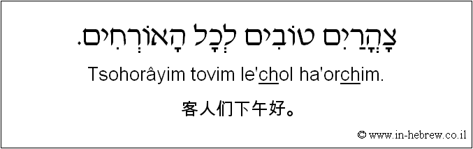 中文和希伯来语: 客人们下午好。