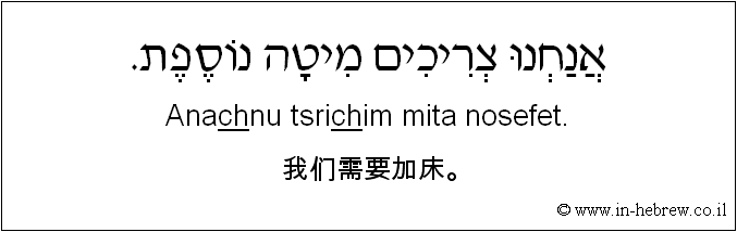 中文和希伯来语: 我们需要加床。