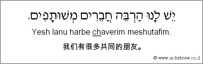中文和希伯来语: 我们有很多共同的朋友。