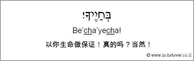 中文和希伯来语: 以你生命做保证！真的吗？当然！