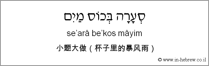 中文和希伯来语: 小题大做（杯子里的暴风雨）
