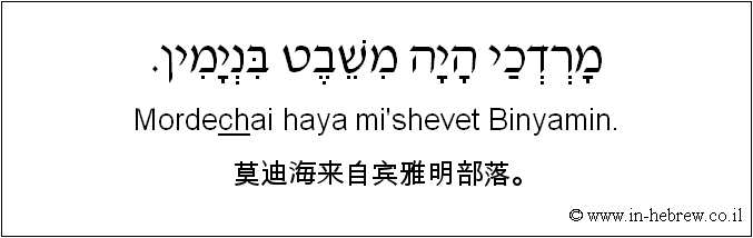 中文和希伯来语: 莫迪海来自宾雅明部落。