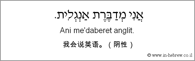 中文和希伯来语: 我会说英语。（阴性）