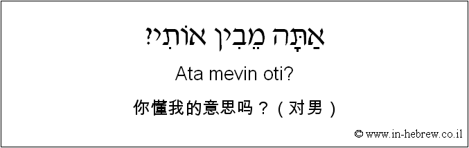 中文和希伯来语: 你懂我的意思吗？（对男）