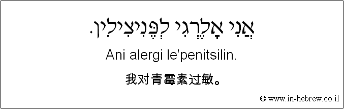 中文和希伯来语: 我对青霉素过敏。