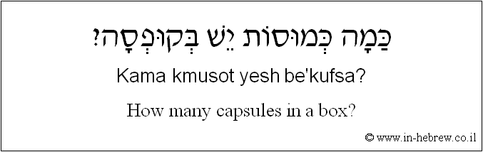English to Hebrew: How many capsules in a box?