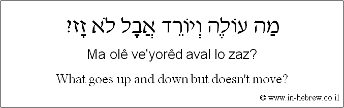 English to Hebrew: What goes up and down but doesn't move?