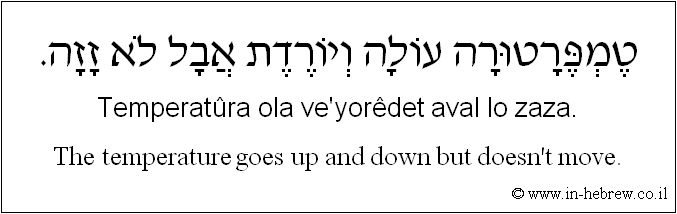English to Hebrew: The temperature goes up and down but doesn't move.