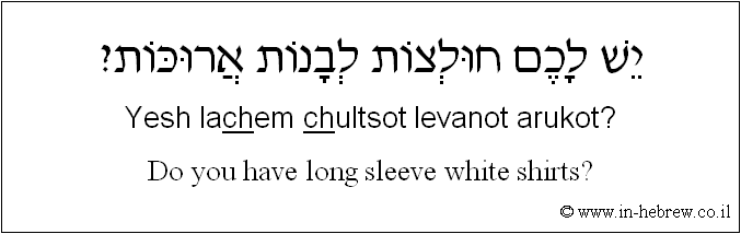 English to Hebrew: Do you have long sleeve white shirts?