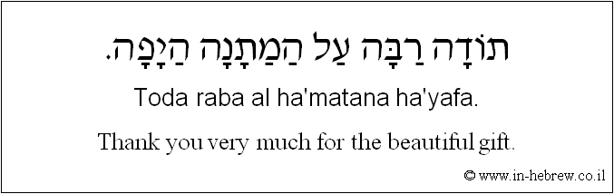 English to Hebrew: Thank you very much for the beautiful gift.