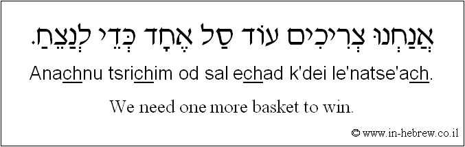 English to Hebrew: We need one more basket to win.