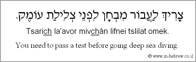 English to Hebrew: You need to pass a test before going deep sea diving. 