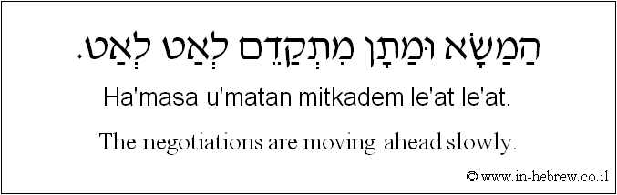 English to Hebrew: The negotiations are moving ahead slowly.