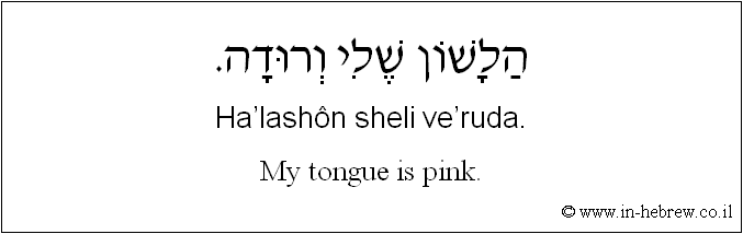 English to Hebrew: My tongue is pink.