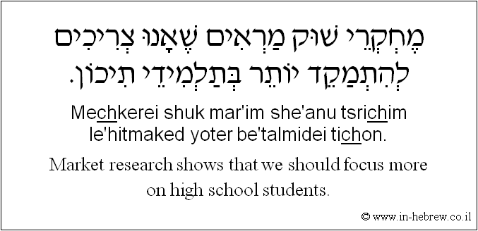 English to Hebrew: Market research shows that we should focus more on high school students.