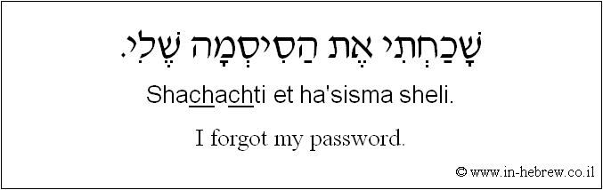 English to Hebrew: I forgot my password.