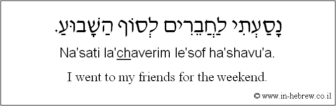 English to Hebrew: I went to my friends for the weekend.