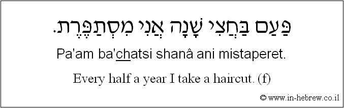 English to Hebrew: Every half a year I take a haircut. ( f )