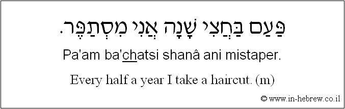 English to Hebrew: Every half a year I take a haircut. ( m )