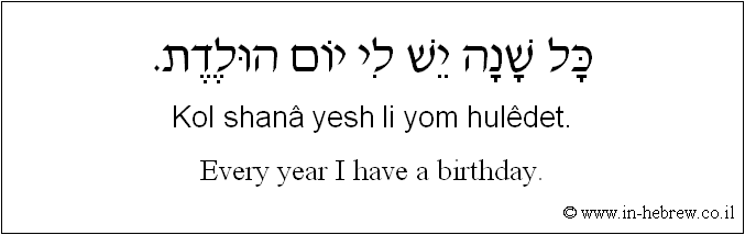 English to Hebrew: Every year I have a birthday.