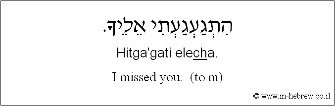 English to Hebrew: I missed you.  ( to m )