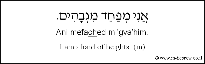 English to Hebrew: I am afraid of heights. ( m )