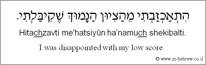 English to Hebrew: I was disappointed with my low score. 